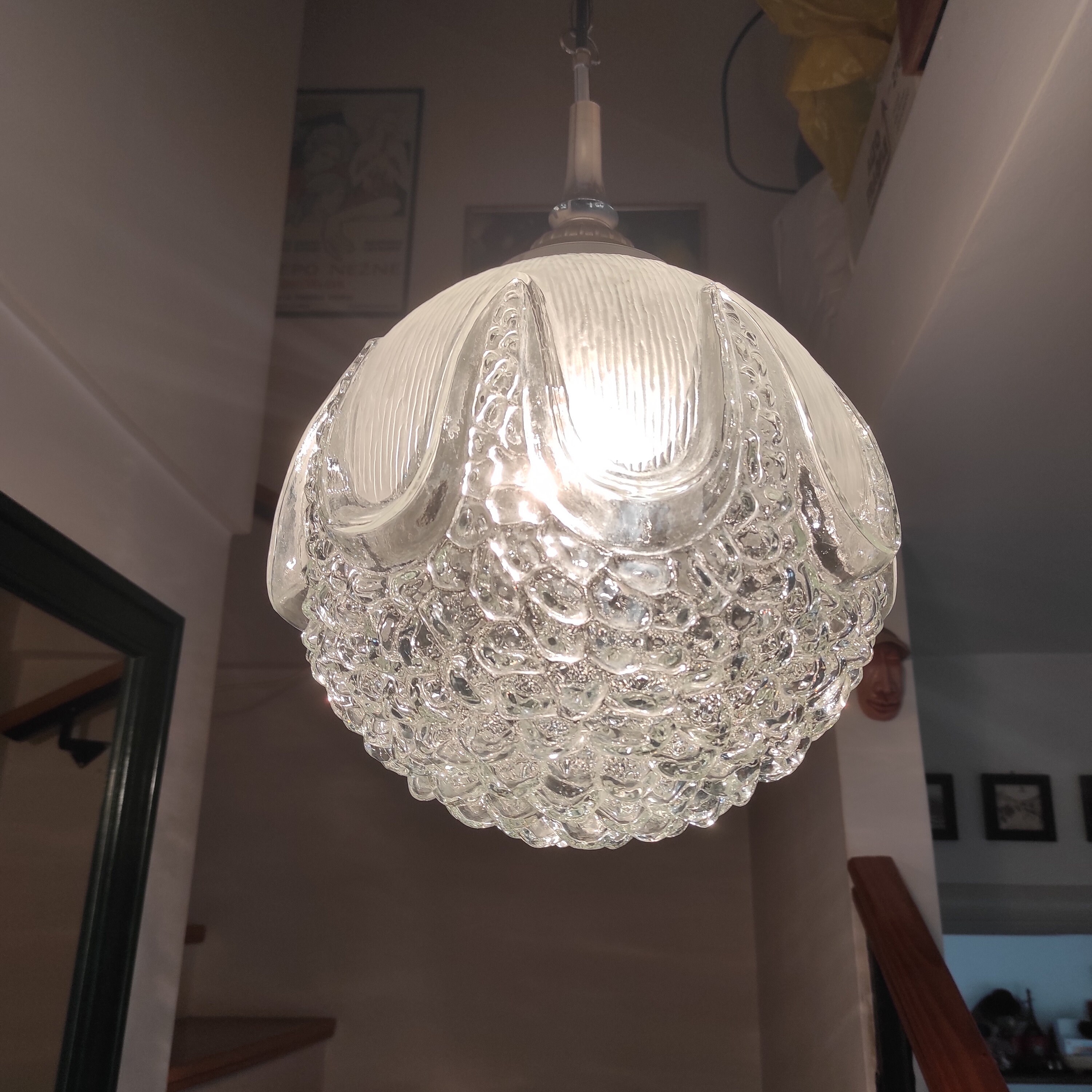 ヴィンテージバブルガラスペンダントライト：ミッドセンチュリーモダン