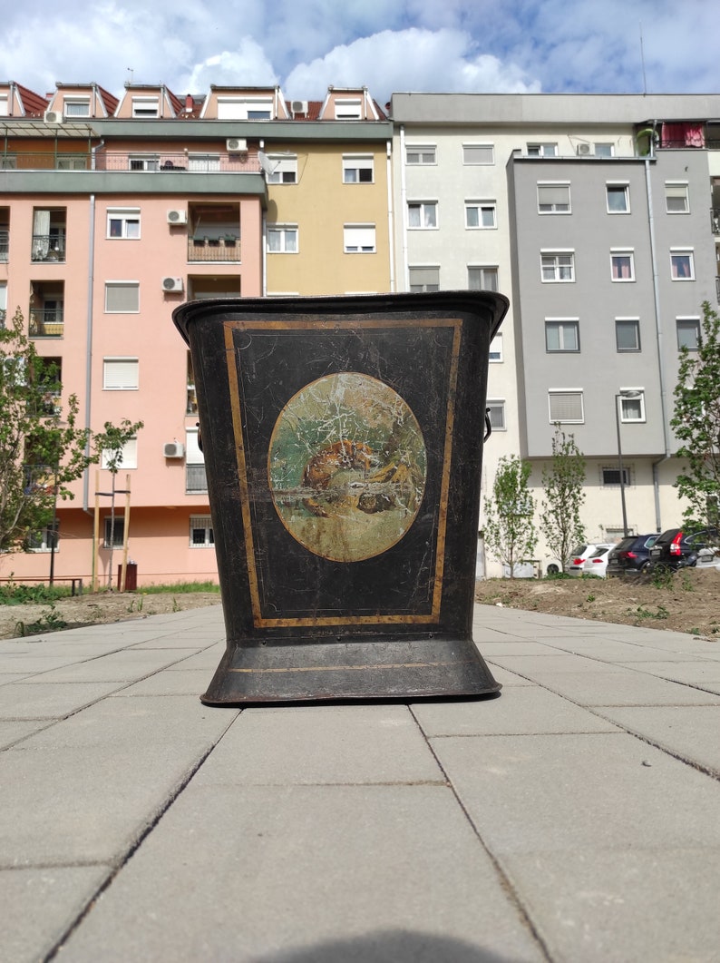 Antique Coal Bin, Vintage Fireplace Coal Storage Box, Antique Fireplace Decoration, 19th Century