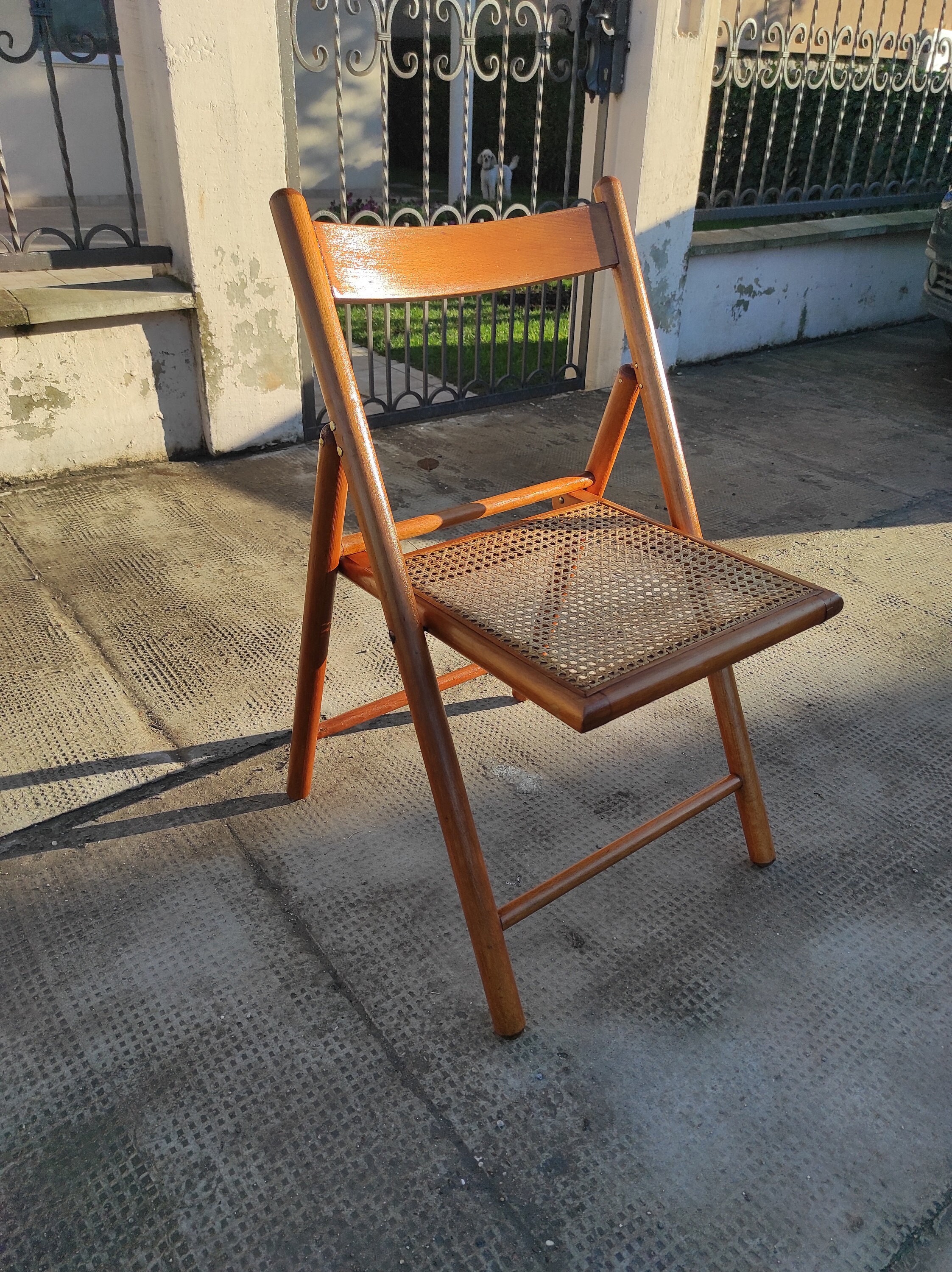 Vintage MCM Cane Folding Chair Mid Century Chair Italian Design