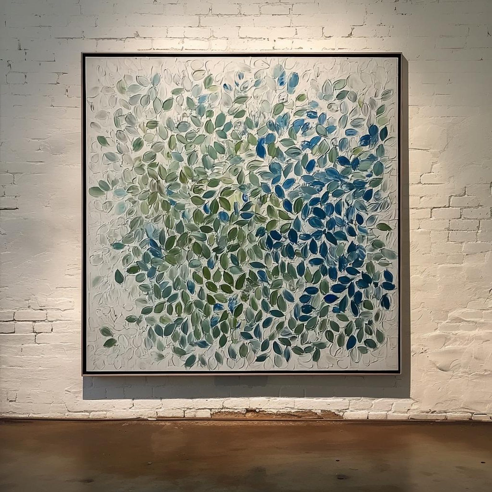 Curated visual reference: Fresh Look at Textured Blue Green Leaf Abstract Oil Painting