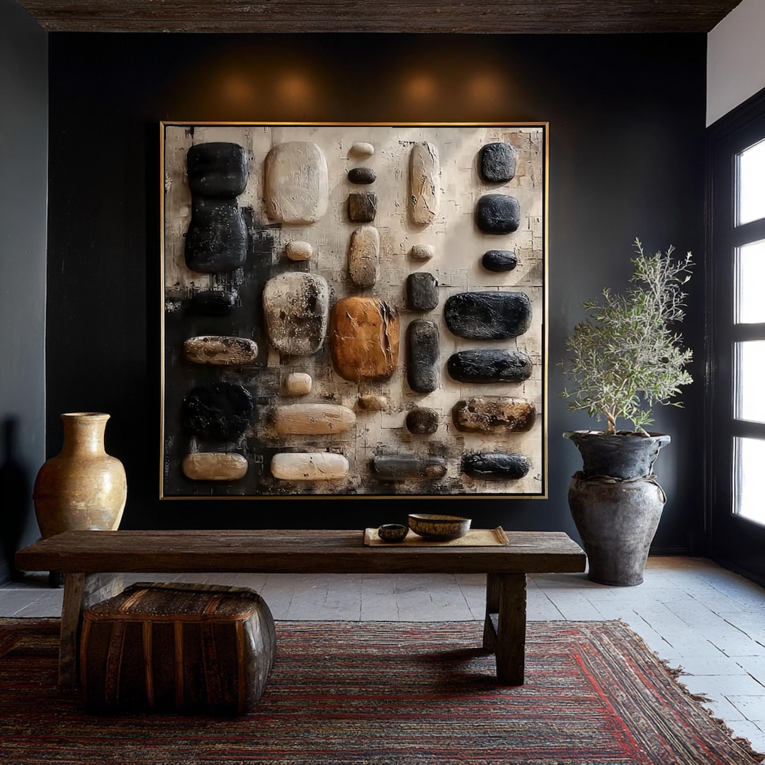 Stone Wall Art, Wabi-sabi Wall Art,abstract Wall Decor in Modern ...