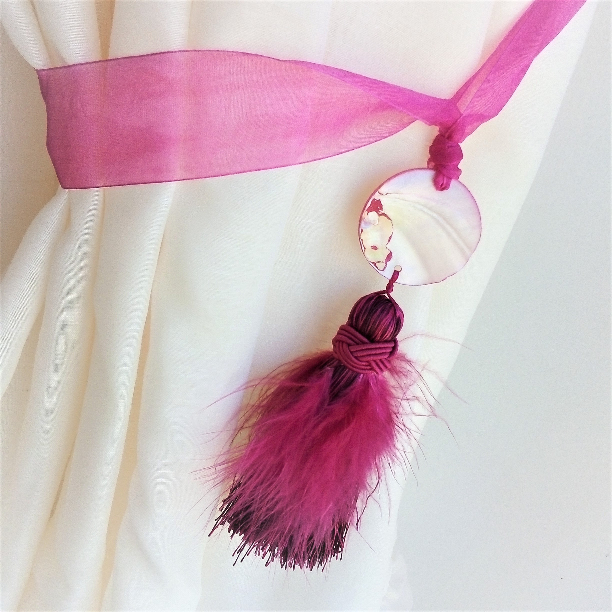 Attache de Rideau - Embrasse Cordon Vintage Rose Vif