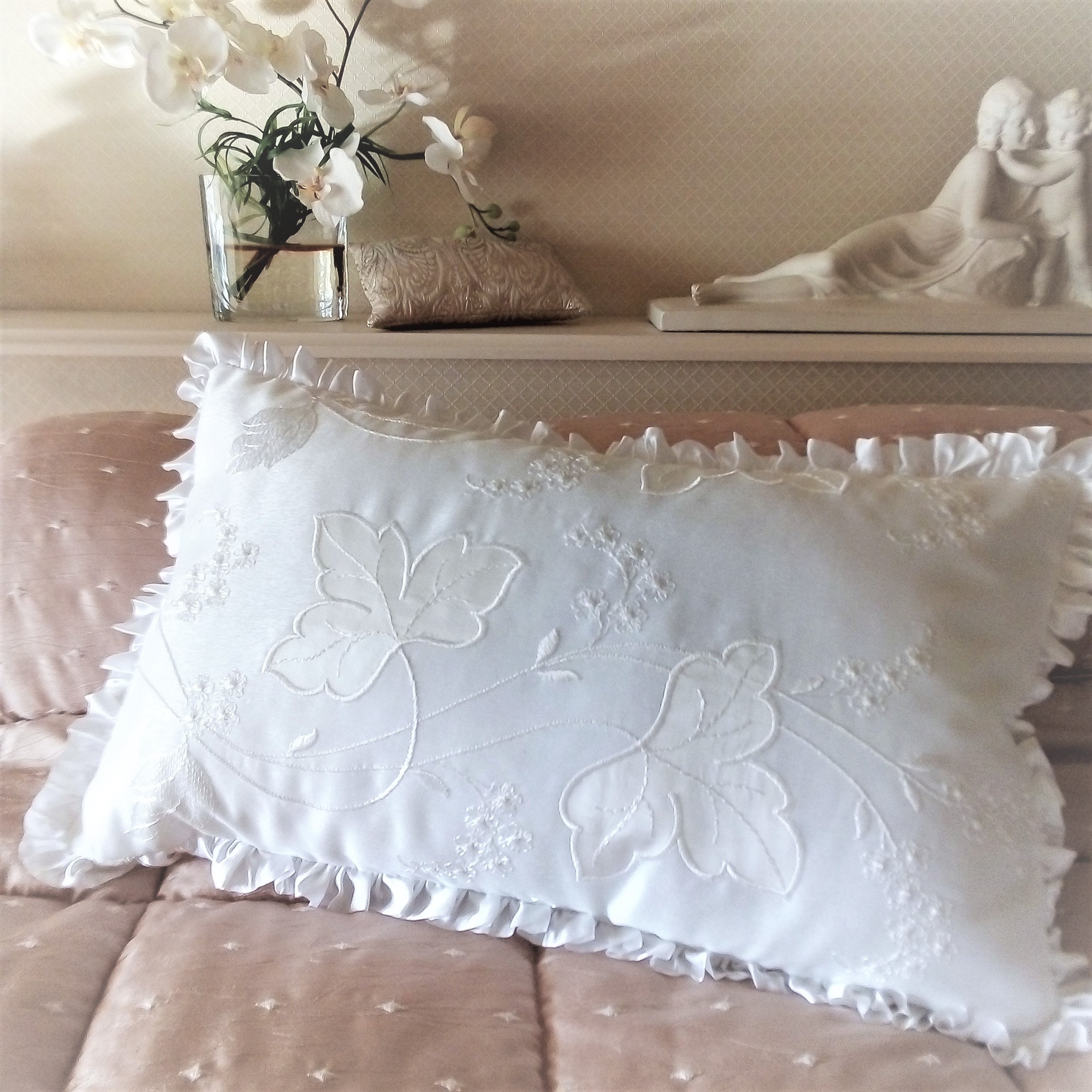Coussin Blanc Décor Romantic Shabby