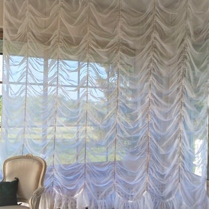 Venetian sheer curtain - quality - white shabby ruffle - romantic decor - French handcrafted