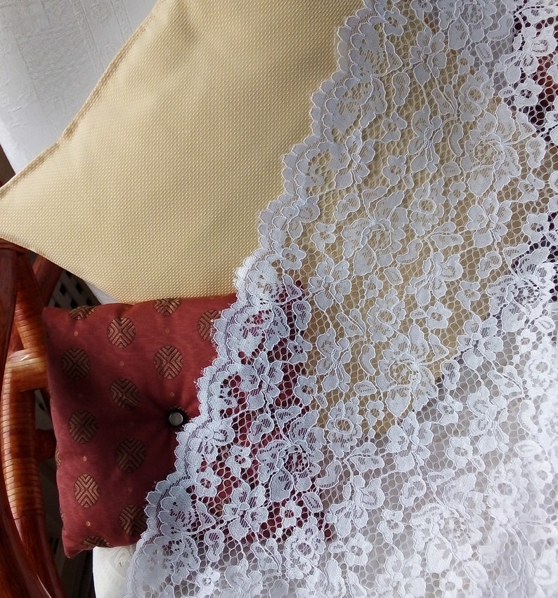 Voilage à votre mesure Rideau de fenêtre dentelle brodée blanc shabby Romantic image 2