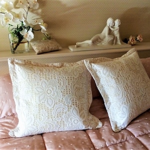 Cushion COVER Macramé decor ecru shabby beige lace