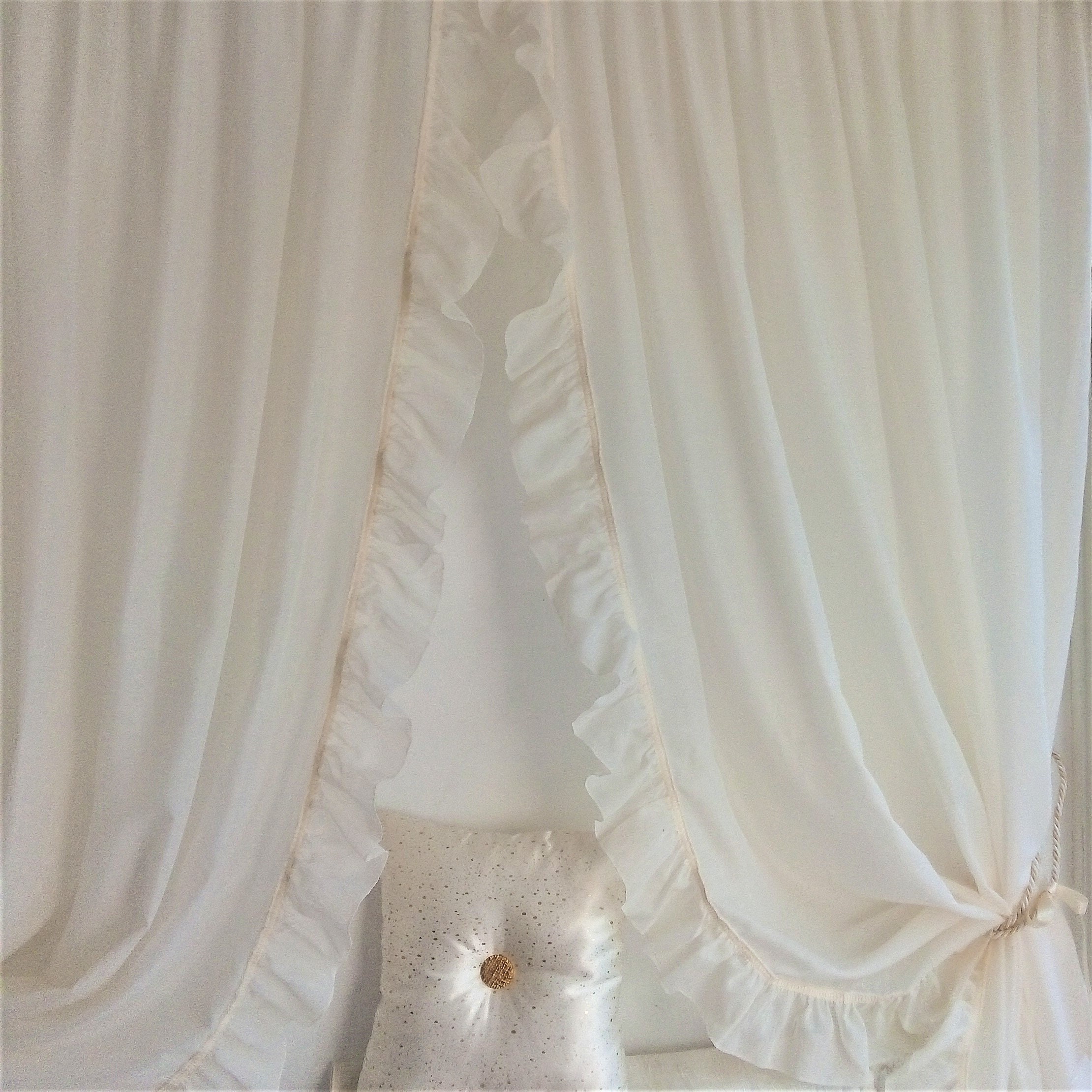 2 Rideaux Voilage de Qualité - Shabby Écru Pour Fenêtre ou Porte