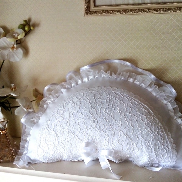 Coussin  blanc  shabby   romantique  campagne chic     france