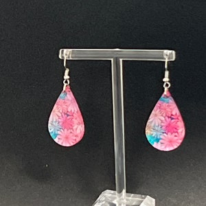 Kolczyki Daisy, różowe kolczyki Daisy krople