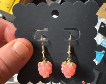Pink raspberries earrings