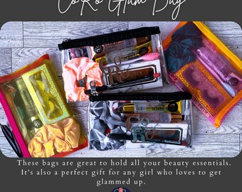 CoRo Glam Bag • Self Care Gifts • Beauty Bundle • Faux Mink Eyelashes • Lipgloss • Scrunchy