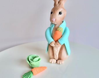 Fondant Peter Rabbit  Edible Cake Topper Ideal For Baby Showers, Christening, 1st Birthday