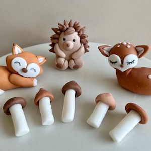 Waldtiere Tortendekoration, Fondant Fuchs, Igel & Reh, essbare Kuchendekoration, Waldtier-Set zum 1
