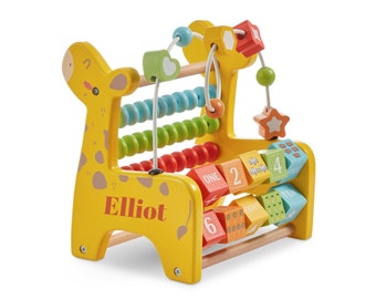 Personalised Wooden Abacus Learning Giraffe; montessori Educational toys, Boho Nursery Decor & Baby Shower Gift Educational Kids Gift