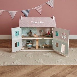 Personalised Wooden Dolls House & Accessories toy for girls image 2