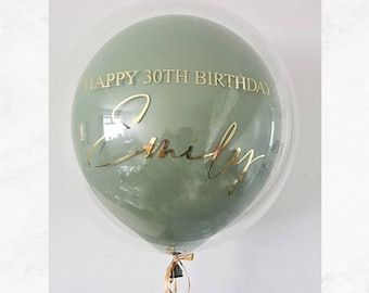 Personalised Helium Balloon in a box. Bubble Birthday Balloon inflated Balloon Bride 60th 30th 50th Engagement wedding Gift graduation gift