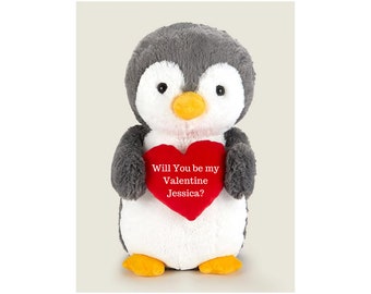 50cm Personalised Penguin plush, Soft Toy. Personalised Gifts For Girlfriend. Valentines day gift for her, gift for husband.