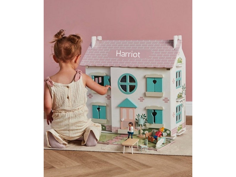Personalised Wooden Dolls House & Accessories toy for girls image 1