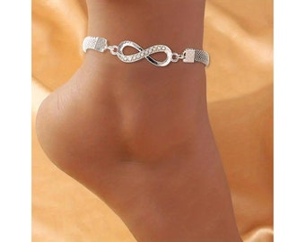 Sterling Silver Infinity Ankle Bracelet Jewellery For Women Fashion Infinity anklet Gift foot jewellery for beach