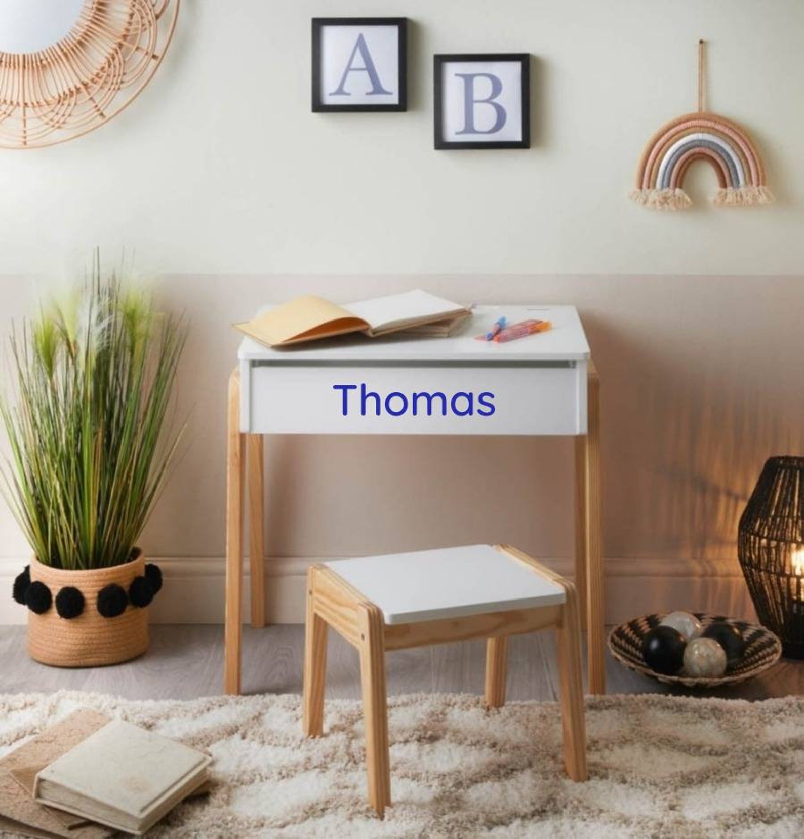 Personalised Childrens Desk and Chair. Table and Stool Set UK. - Etsy