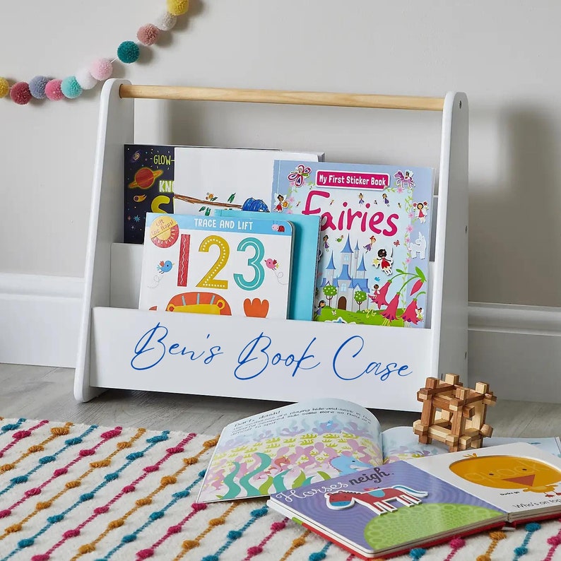 Personalised Childrens Book Caddy Case Book Shelf 1st Etsy
