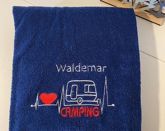 Toalla de baño - toalla de sauna con nombre y motivo bordado 100x180 con nombre - motivo