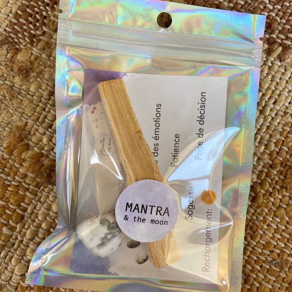 Kit lithothérapie avec une pierre roulée d'howlite et palo santo