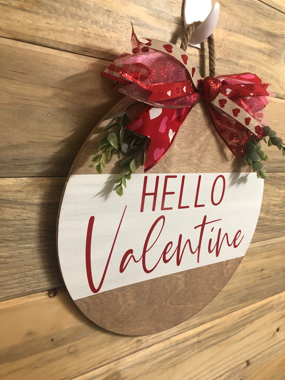 Valentines Wood Round Sign Hello Valentine Door Hanger-wooden | Etsy