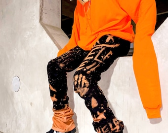 mens stacked pants