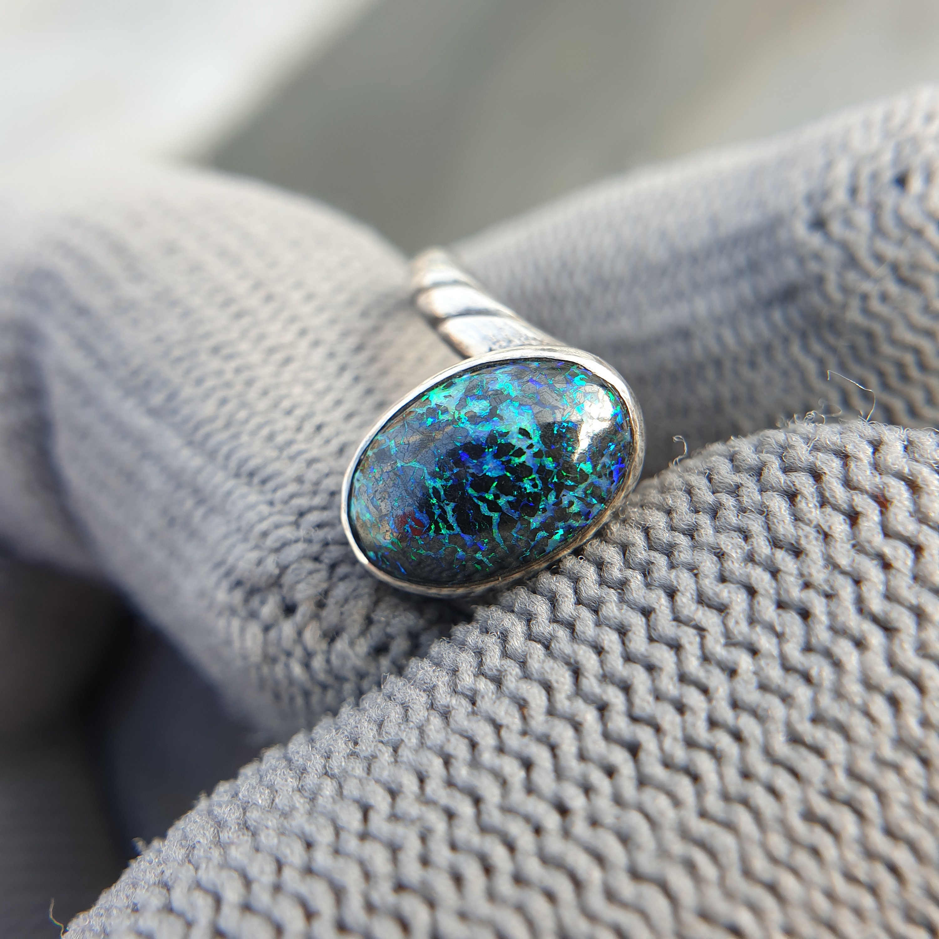 Boulder matrix Opal Ring size 6.5 Sterling silver | Etsy