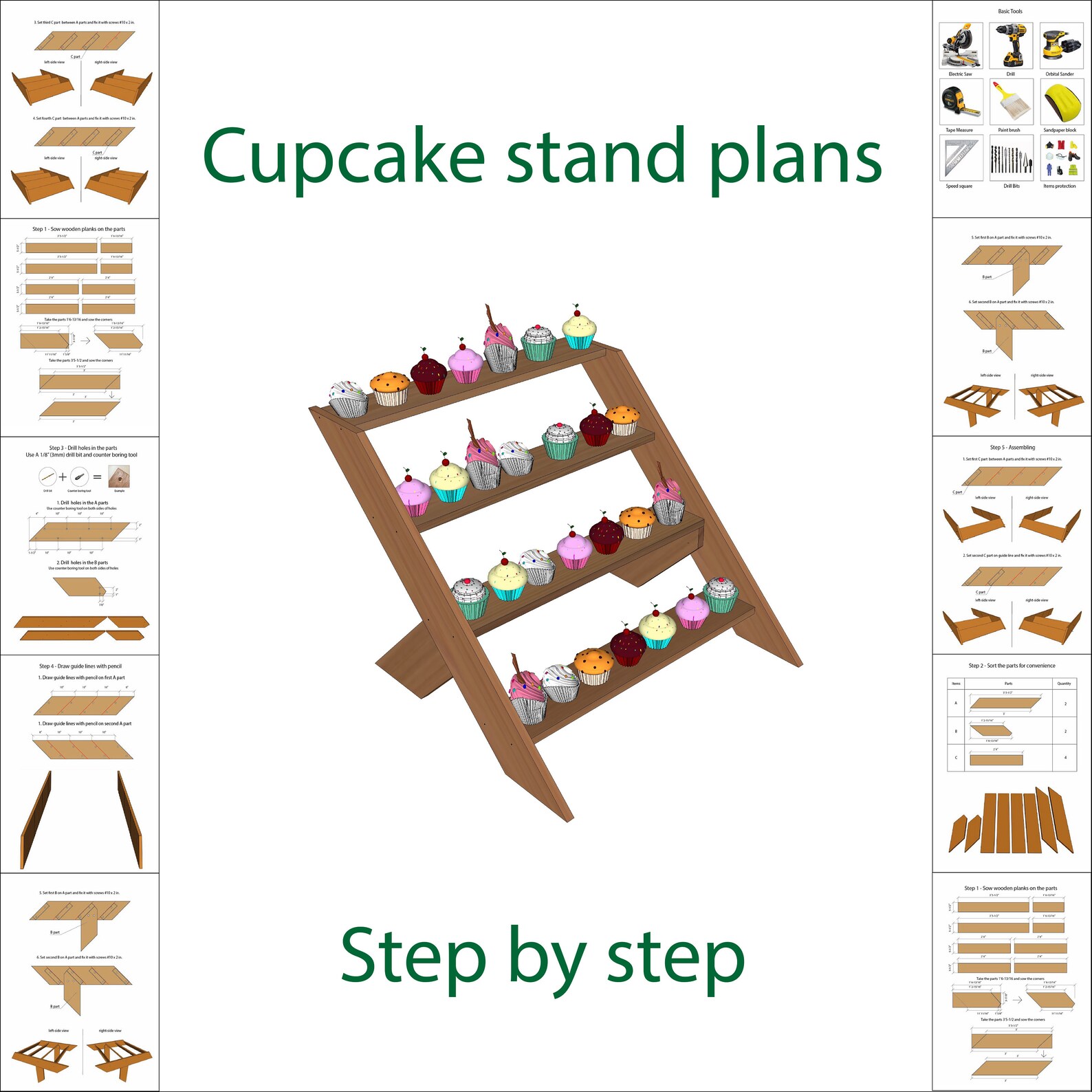 Cupcake stand plans Wedding cake stand Wooden display Etsy