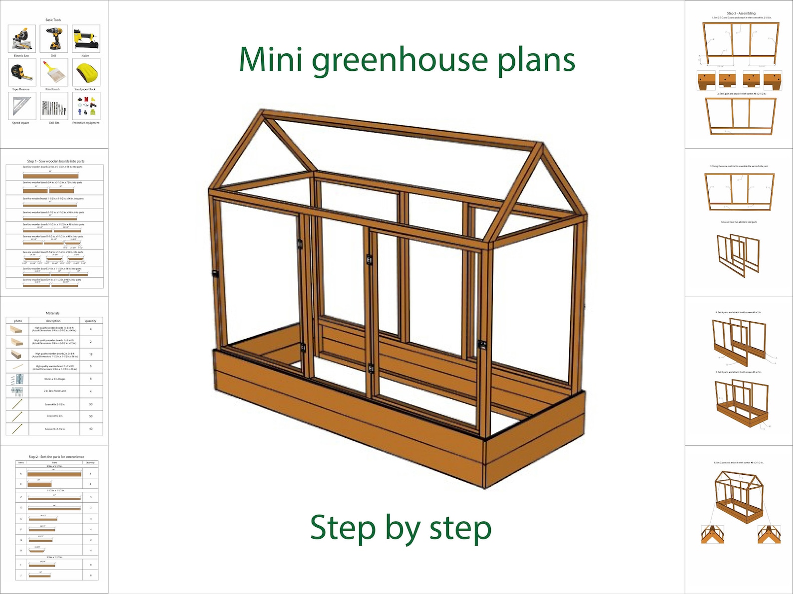 Mini greenhouse plans Garden plans PDF version Etsy