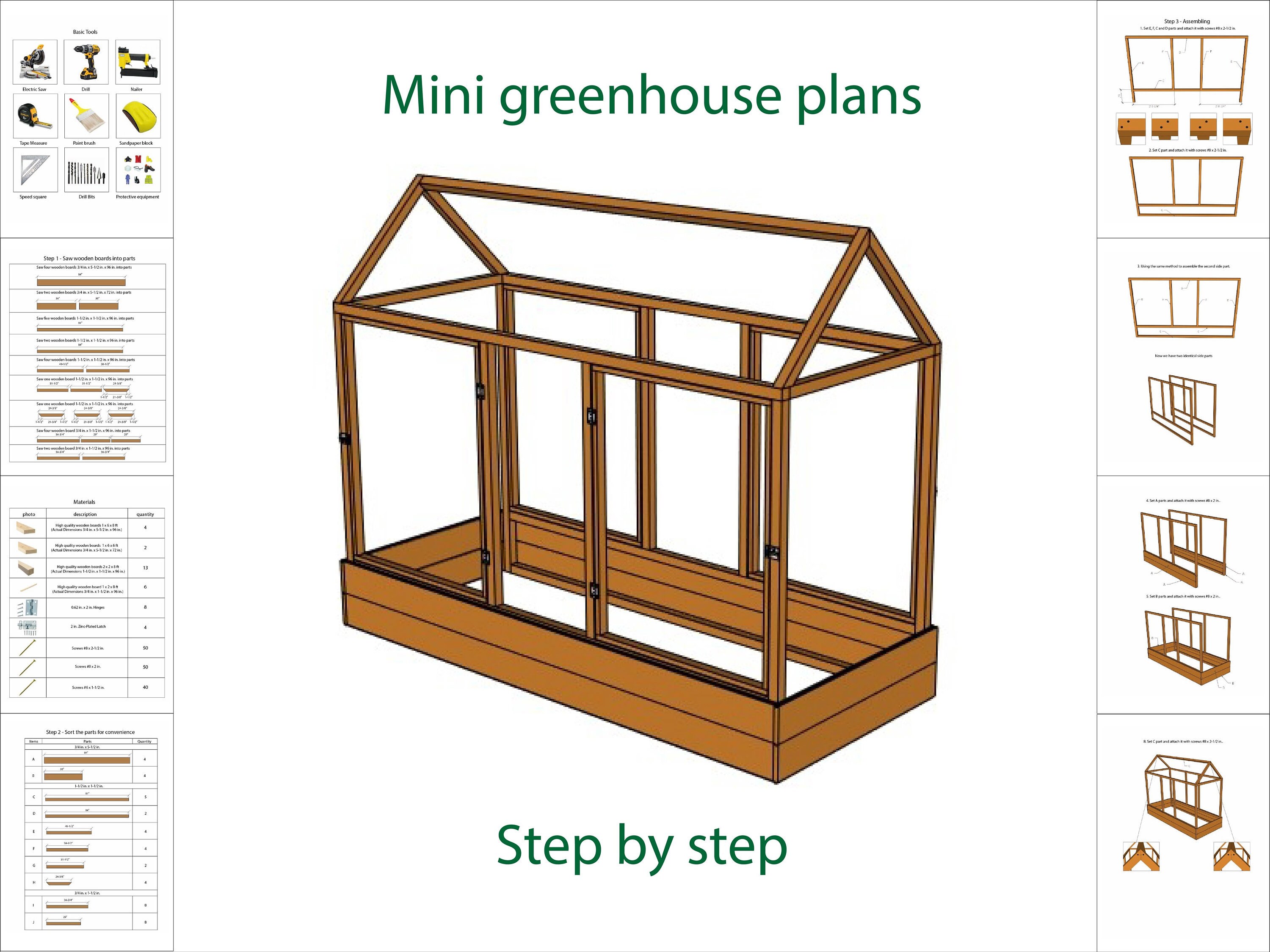 Mini greenhouse plans Garden plans PDF version Etsy