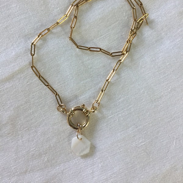 Collana con catena acciaio oro e ciondolo