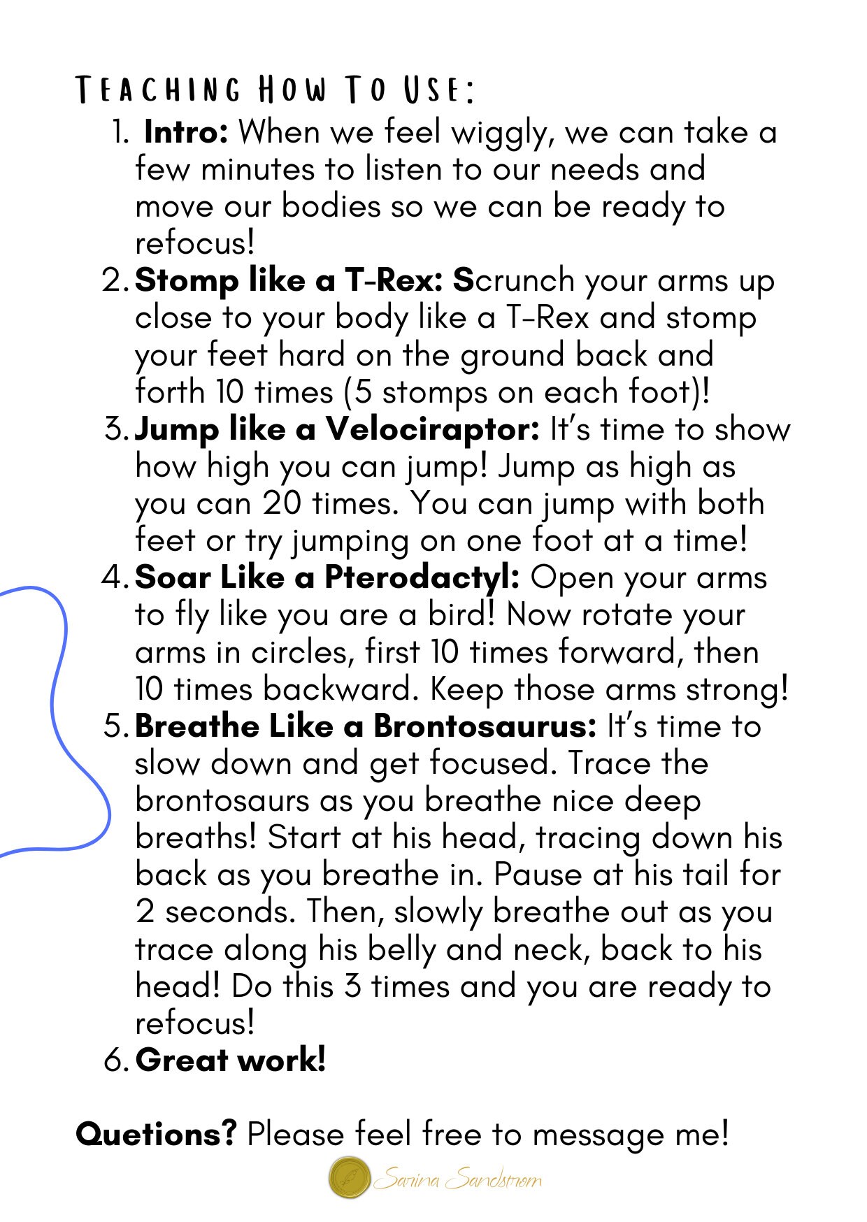 Dinosaur Movement Cards Movement Break Cue Cards ADHD, Neurodiverse