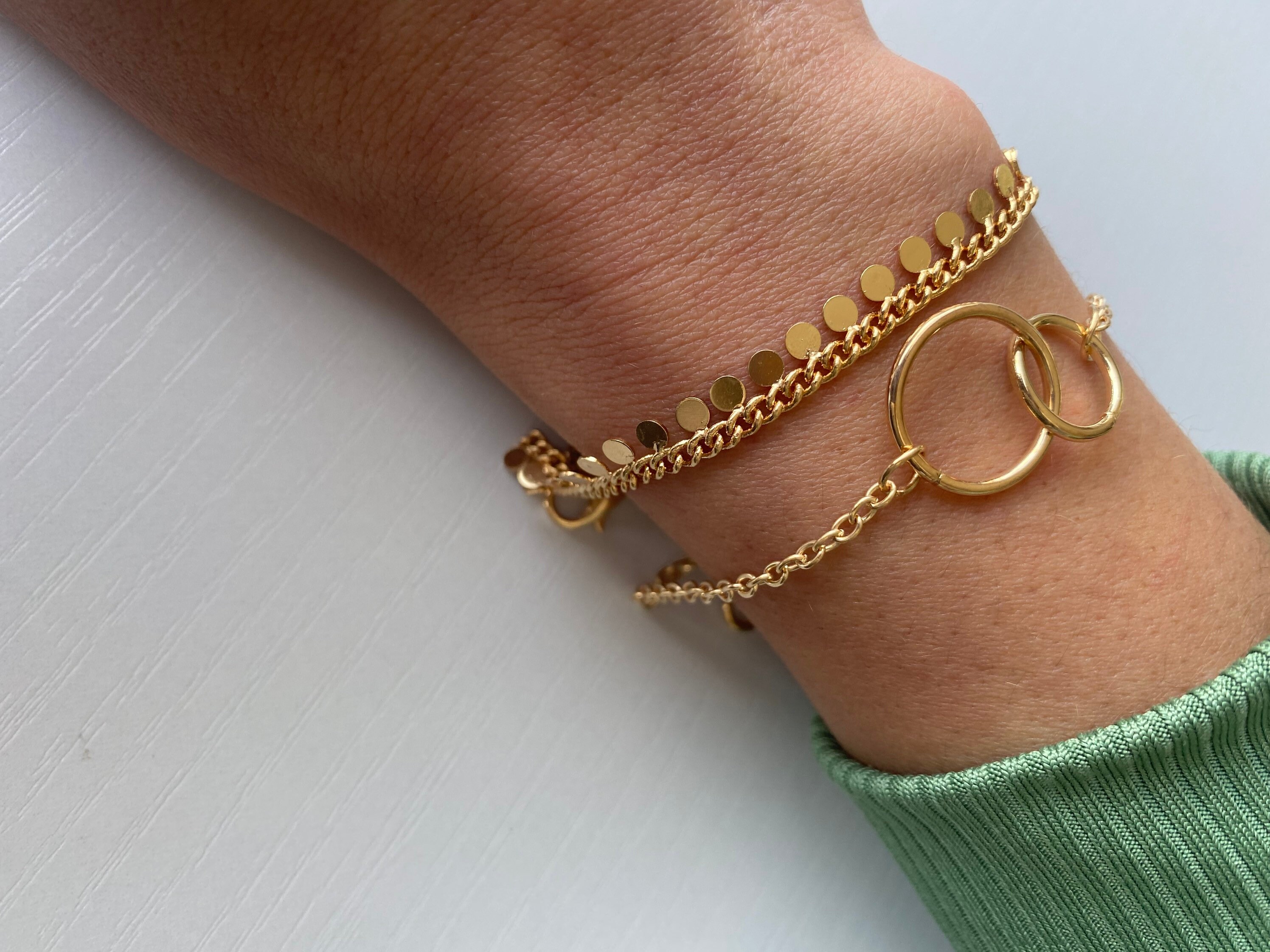 Set 4 GoldGreen Bracelets Etsy