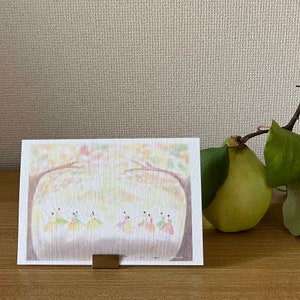 Carte postale　Lot de 3　"Ballerine d'automne"　par Naturako