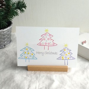Weihnachtspostkarte "Farbbaum" 3er Set niedlich natur