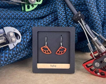 Unique Rock Climbing Earrings - in the shape of miniature cam lobe - RED