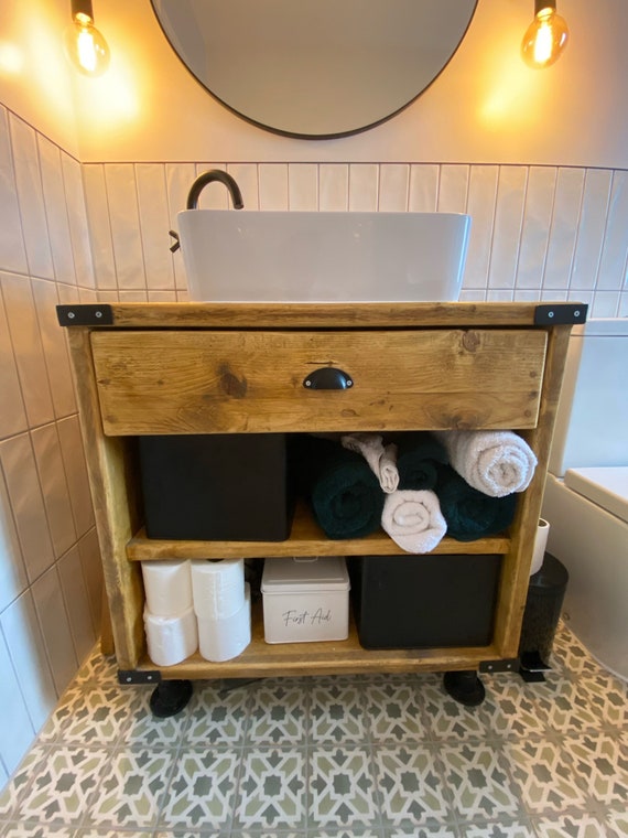 Rustic Bathroom Vanity Unit - Etsy UK
