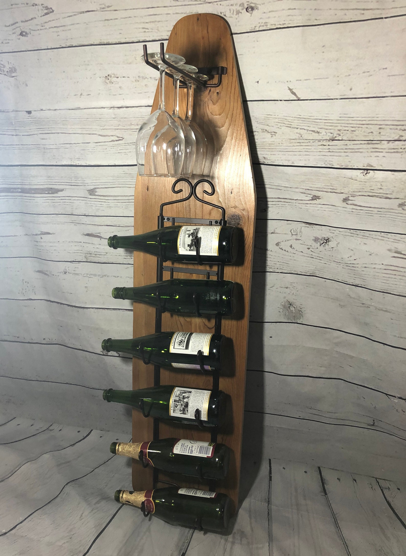 Wood Wine Rack WallMounted Alcohol Storage Farmhouse Etsy