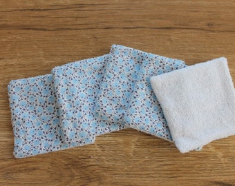 Lot de 5 lingettes fleurs bleues