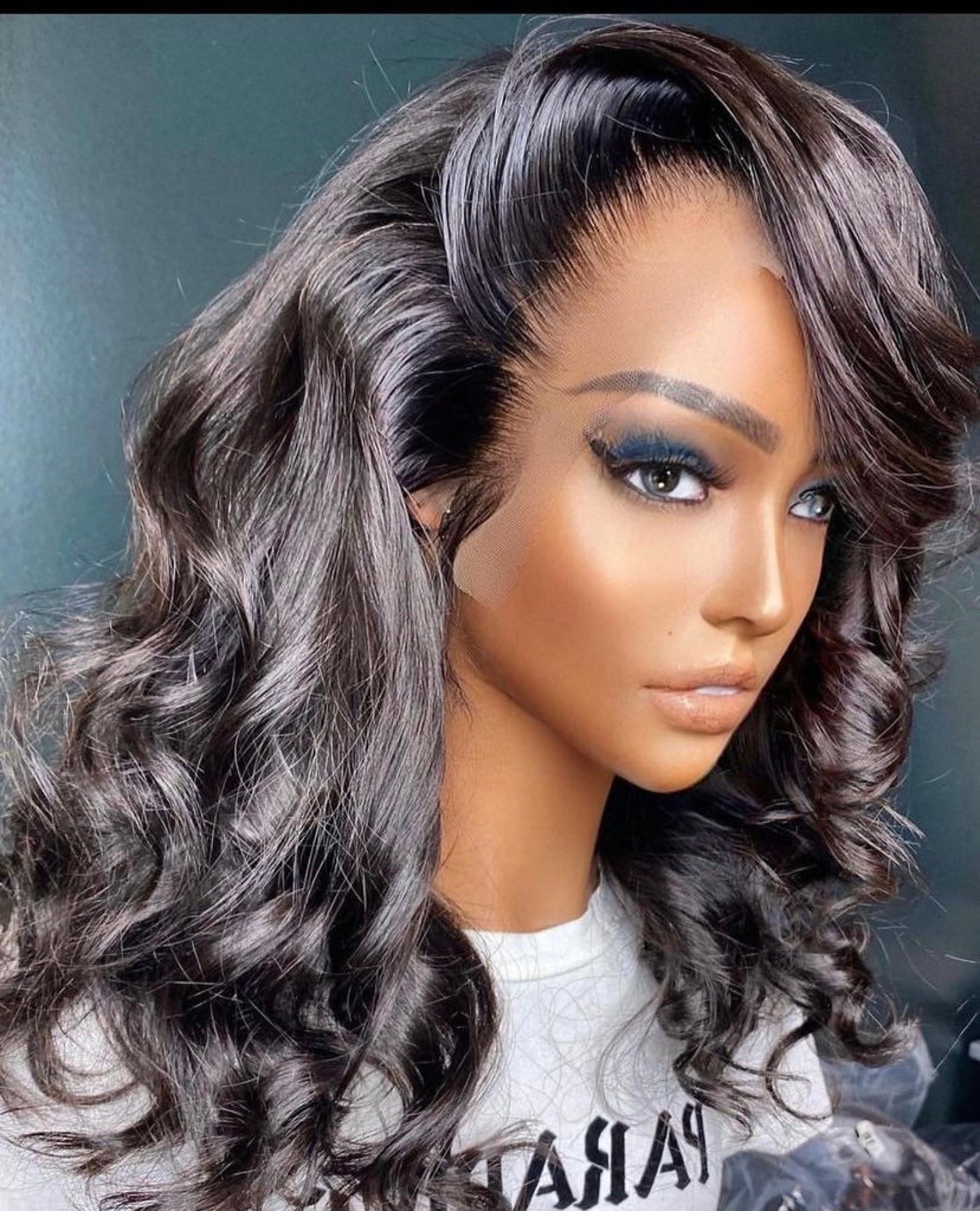 Lace Front Human Hair double drawn Milky curly Wig Human hair Etsy