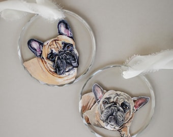 Adorno navideño personalizado con retrato de mascota, pintado a mano, regalo personalizado para perro o gato, decoración navideña conmemorativa para mascotas.