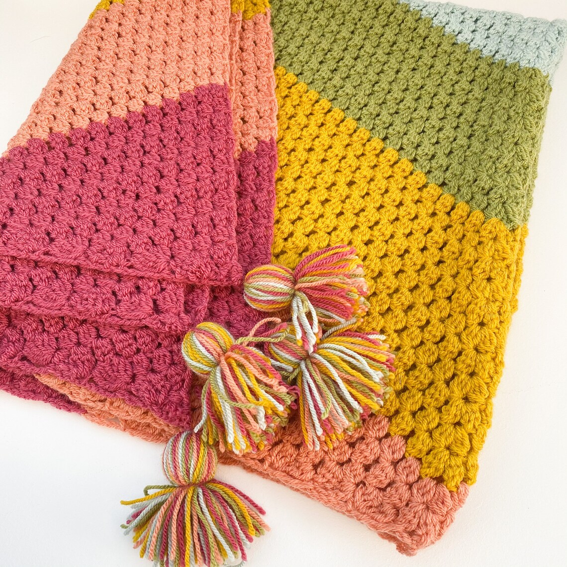 Crochet Blanket With Tassels Gift Throw Blanket Etsy