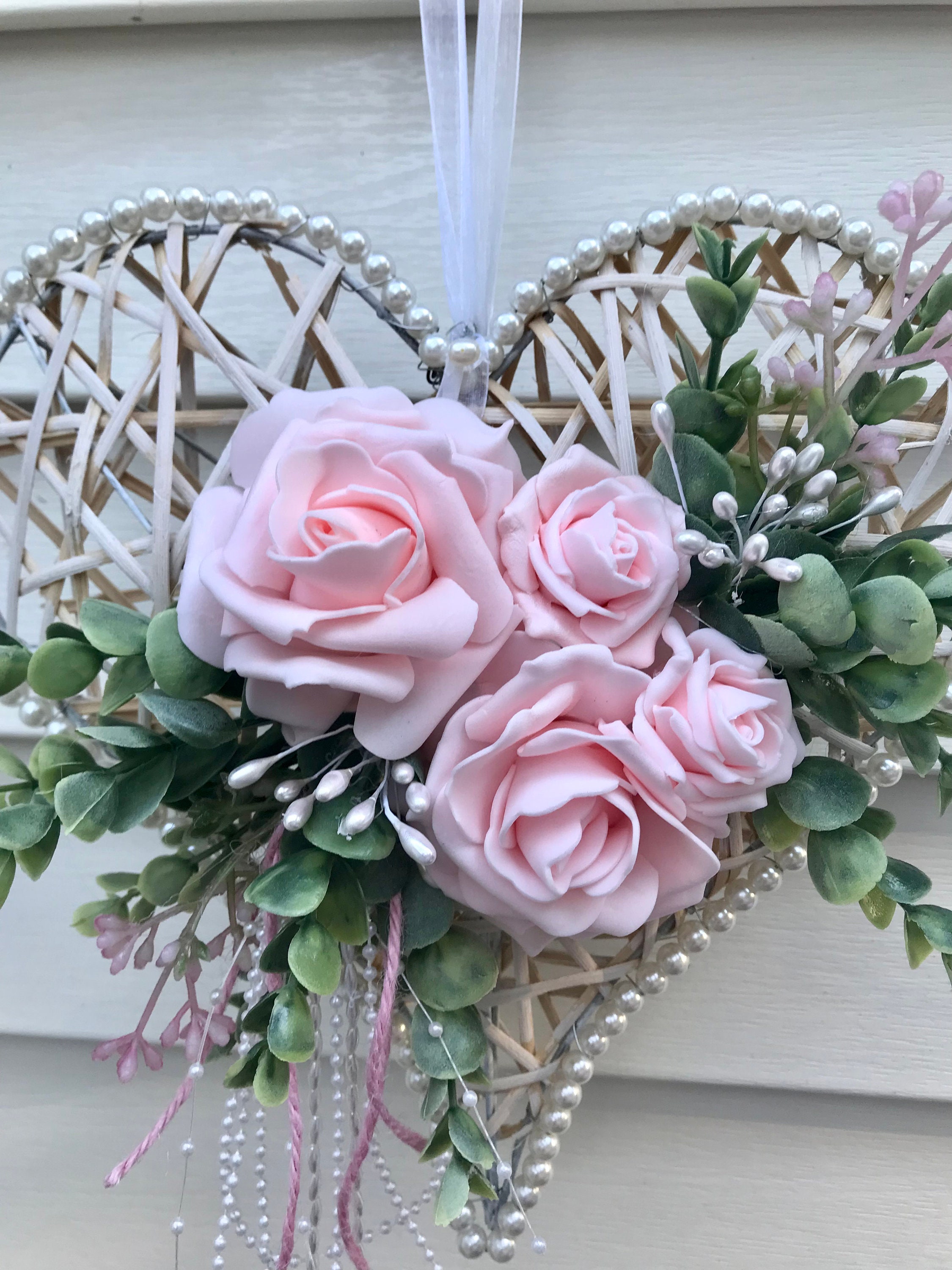 Sweet Valentine Rose Heart Wall Hanger Arrangement Pink Rose Etsy