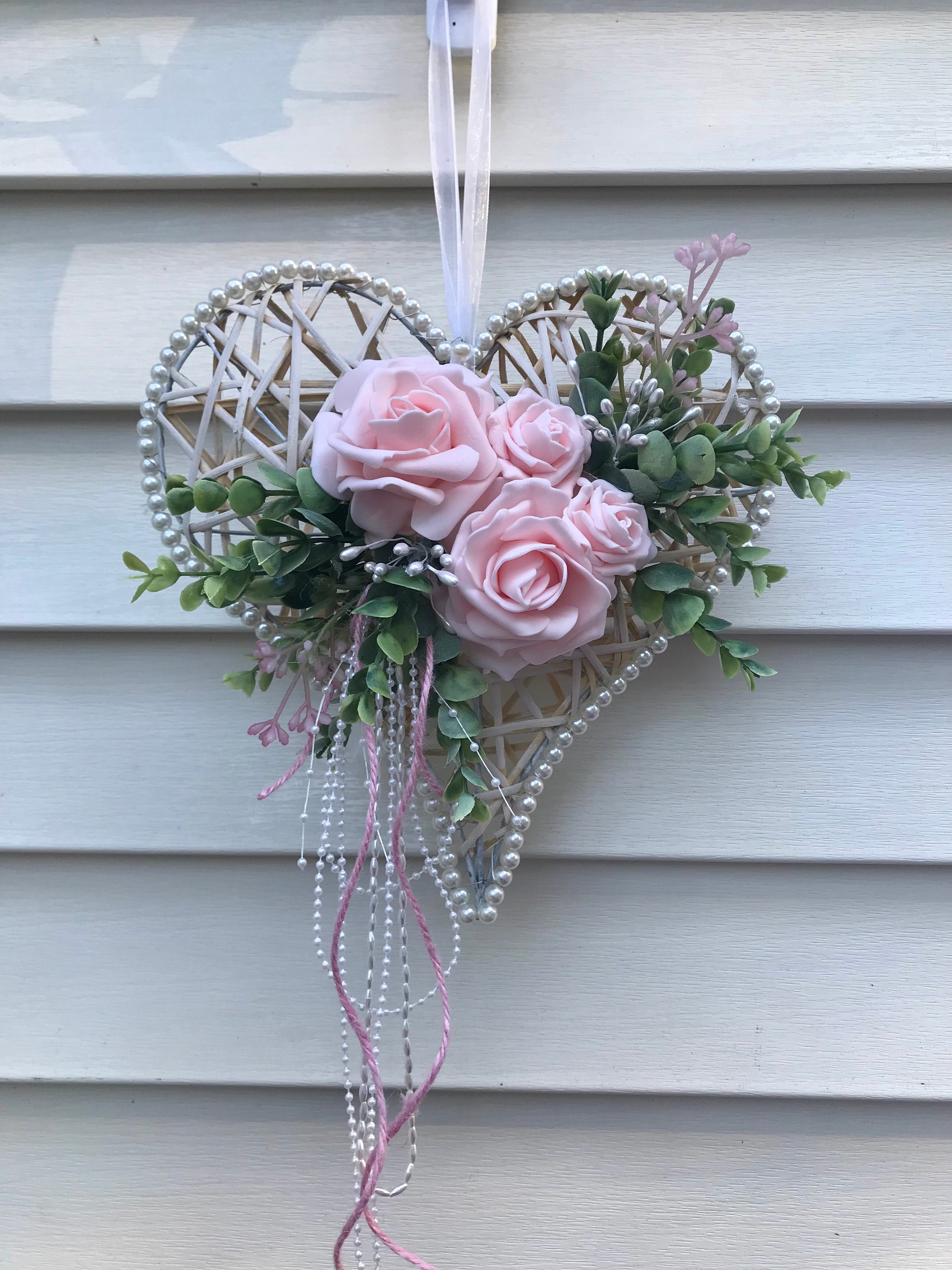 Sweet Valentine Rose Heart Wall Hanger Arrangement Pink Rose Etsy