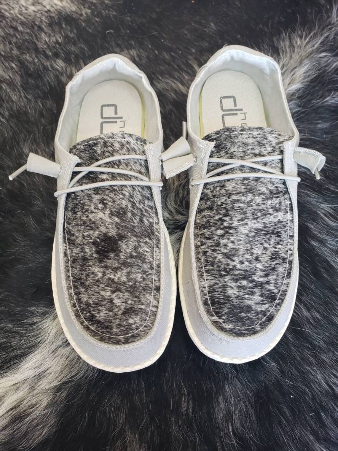 Cowhide Hey Dudes Etsy