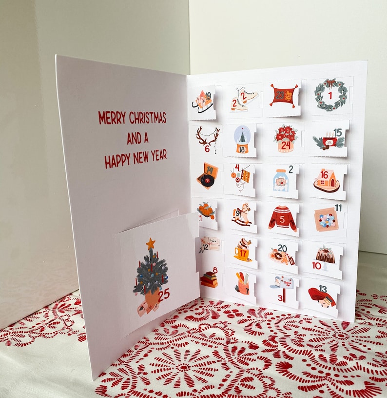 Activity Advent Calendar Card Etsy Activity Advent Calendar Card Etsy