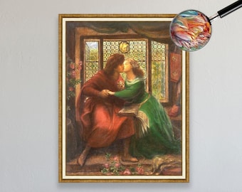 Dante Gabriel Rossetti - Paolo and Francesca da Rimini | Museum Quality 3D Oil Canvas Print of Famous Artist Painting